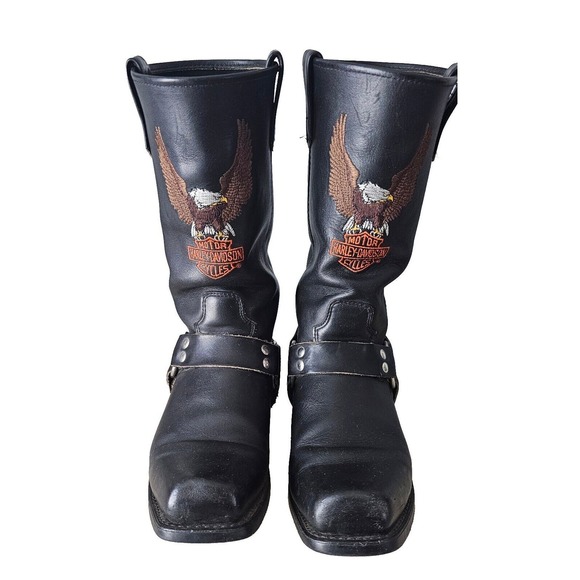 Harley-Davidson Other - Harley Davidson Boots Men's Size 9D Black Leather Eagle Harness Motorcycle Biker